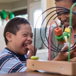 Kid learning with abacus