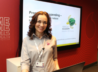 Lucy Leonard promoting the Abacus Academy education and CPD training seminar